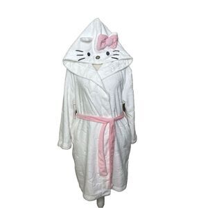 Pottery Barn Teen Hello Kitty White Hooded Bath Robe Plush Bathrobe PBTeen